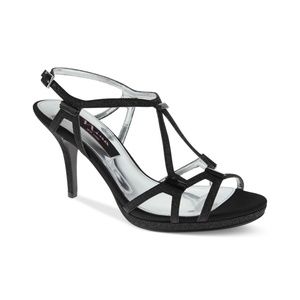 Black Glitter Dress Sandals